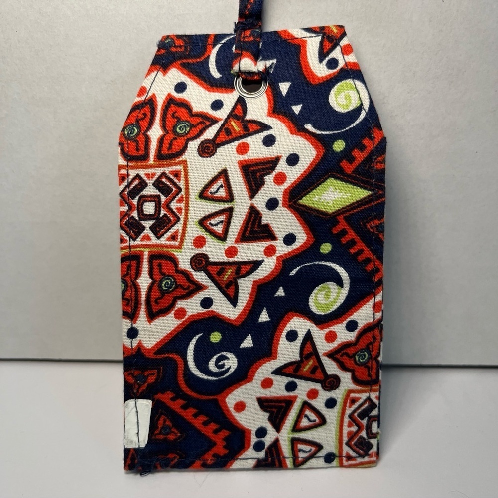 Colorful Orange Blue Green Laminated Luggage Tag Travel I D Badge Fun Pattern - Picture 6 of 9